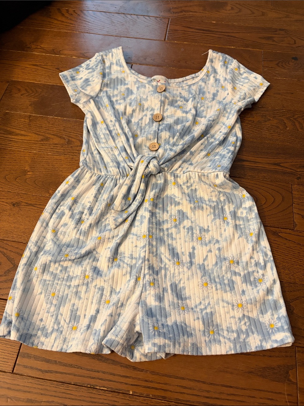 🔥 2/25 - Blue & White Daisy Tie-Waist Romper